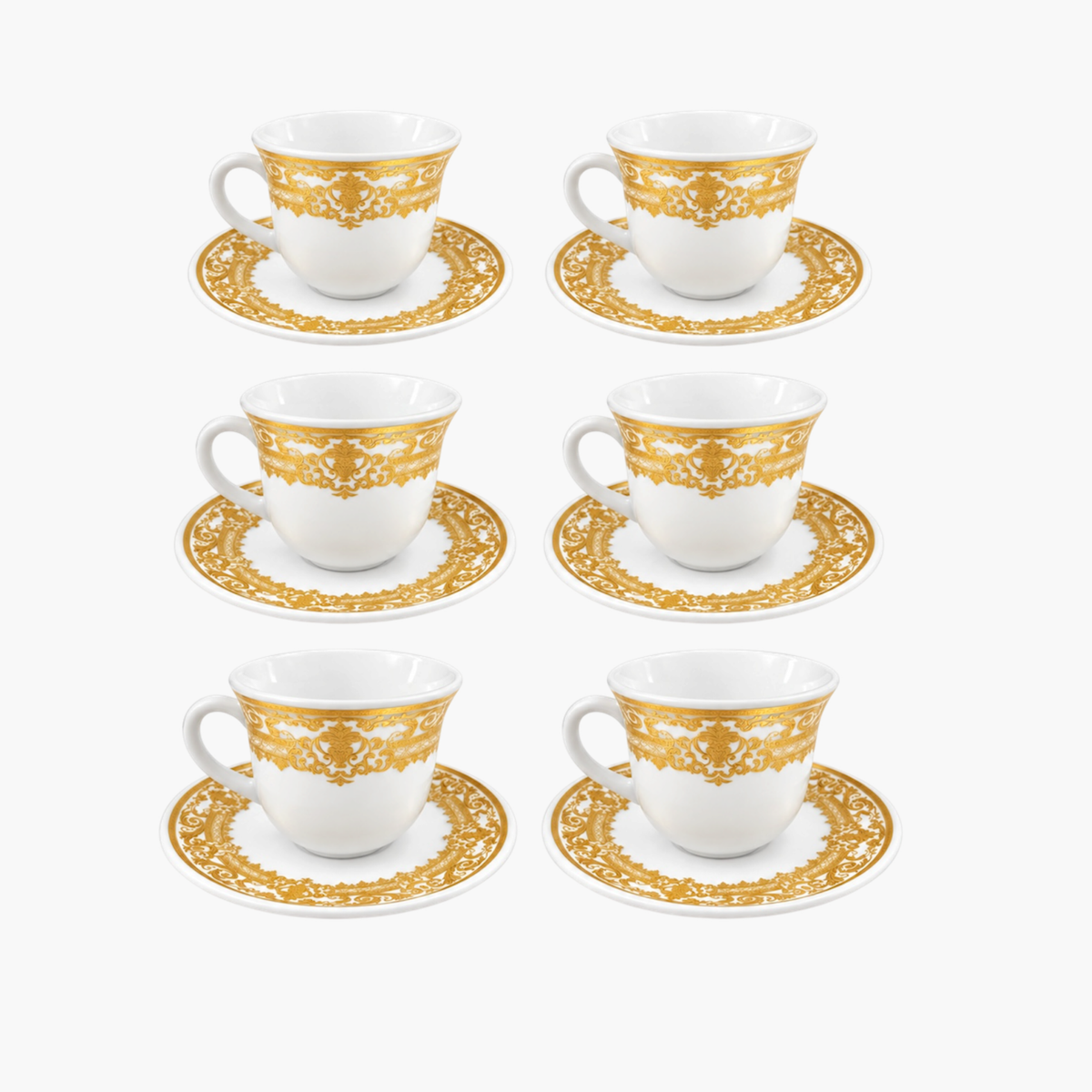 Conjunto de Xícaras de Café Imperialle Gold 90 ml com Pires – 12 Peças