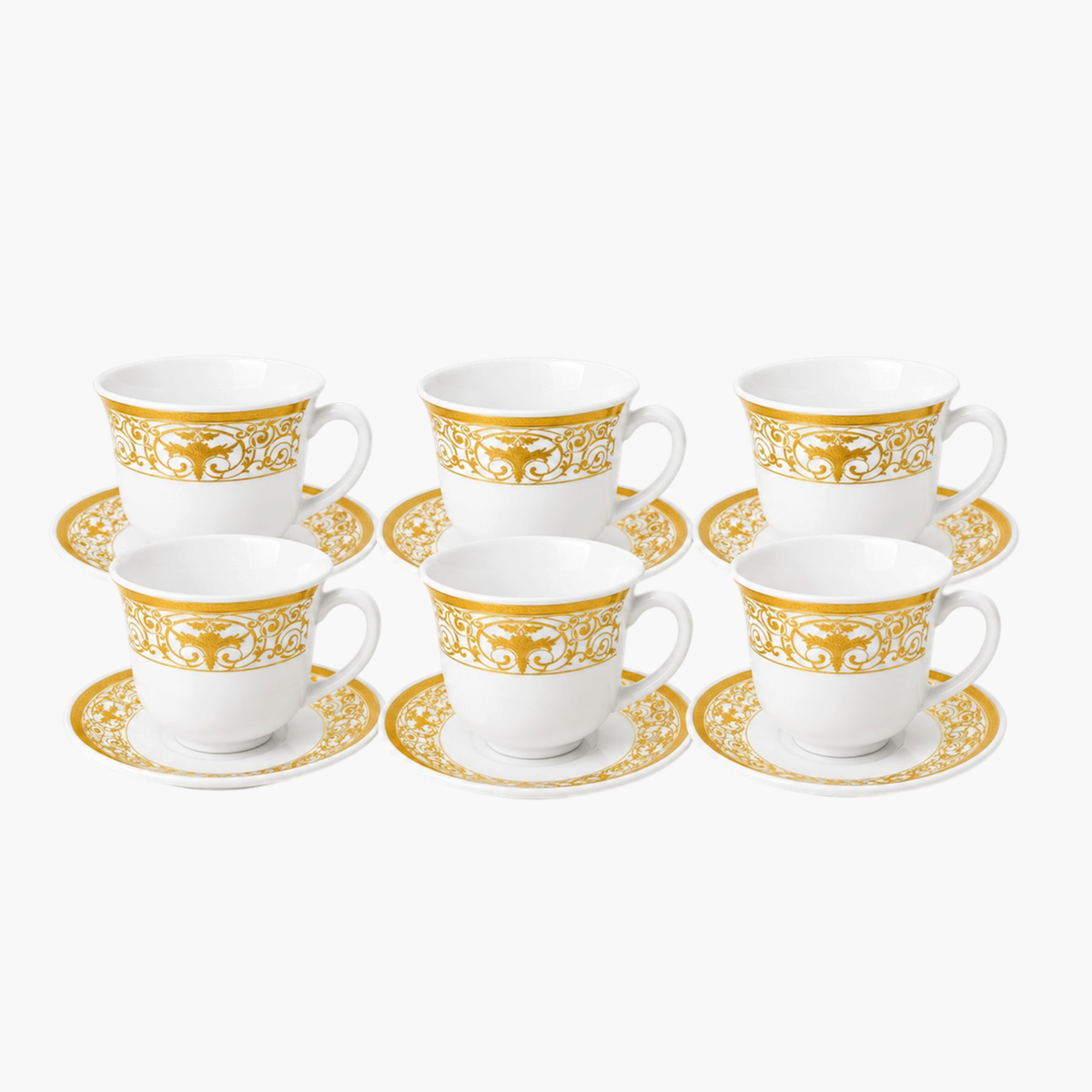 Conjunto de Xícaras de Chá Imperialle Gold 210 ml com Pires – 12 Peças