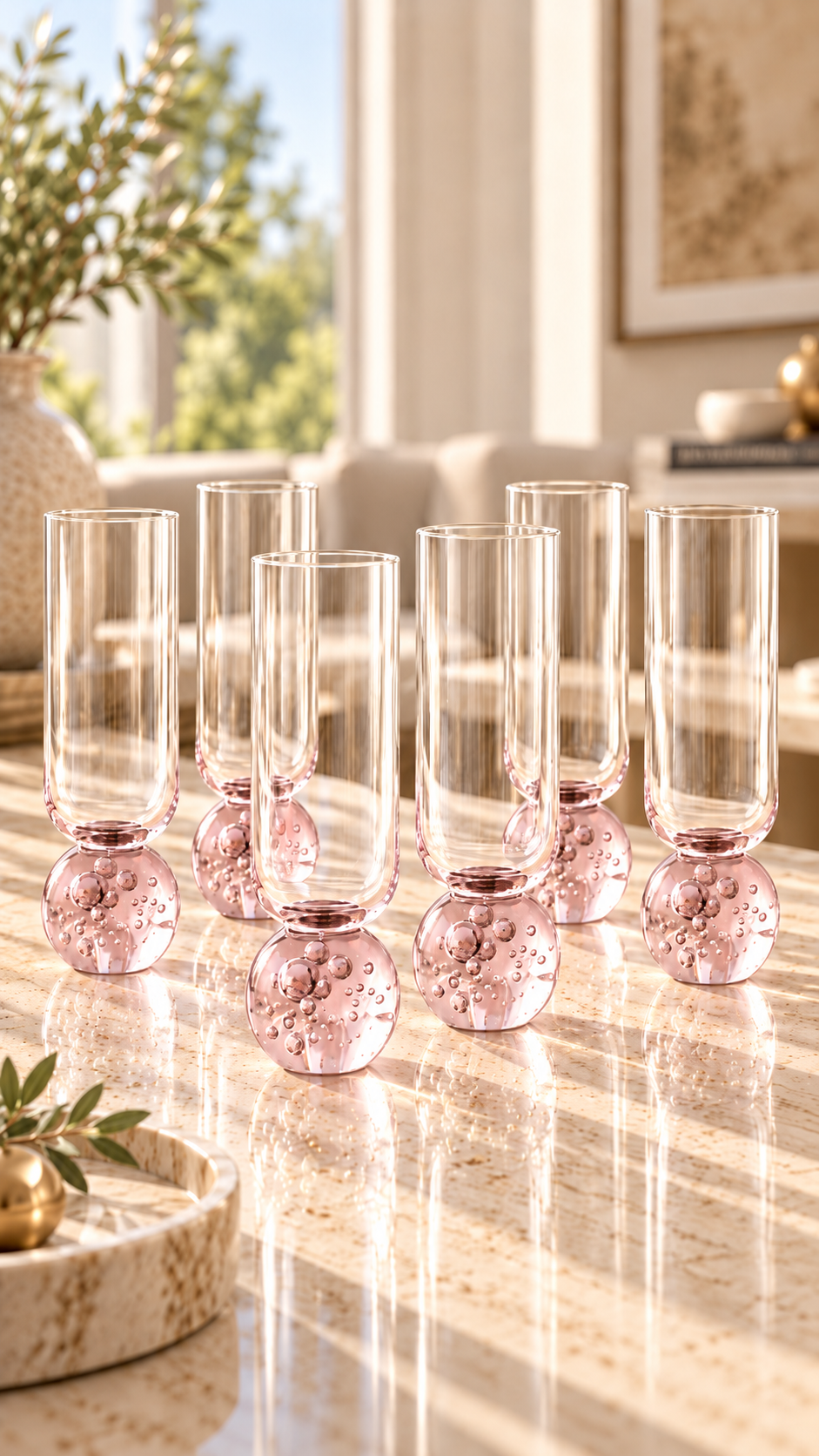 Kit 6 Taças de Champagne Bubble Sphere 300ml – Design Sofisticado em Vidro