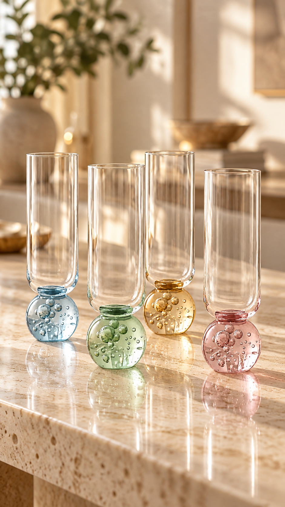Kit 6 Taças de Champagne Bubble Sphere 300ml – Design Sofisticado em Vidro