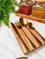 Faqueiro Dourado Classic de 24 Peças Talher Aço Inox