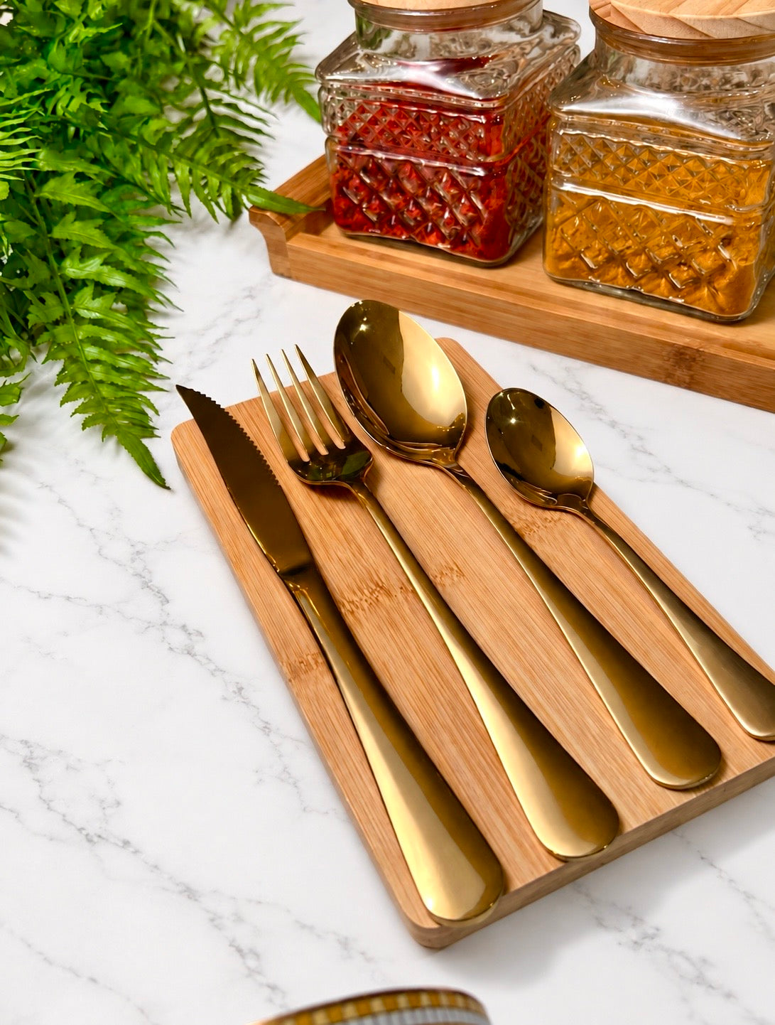 Faqueiro Dourado Classic de 24 Peças Talher Aço Inox