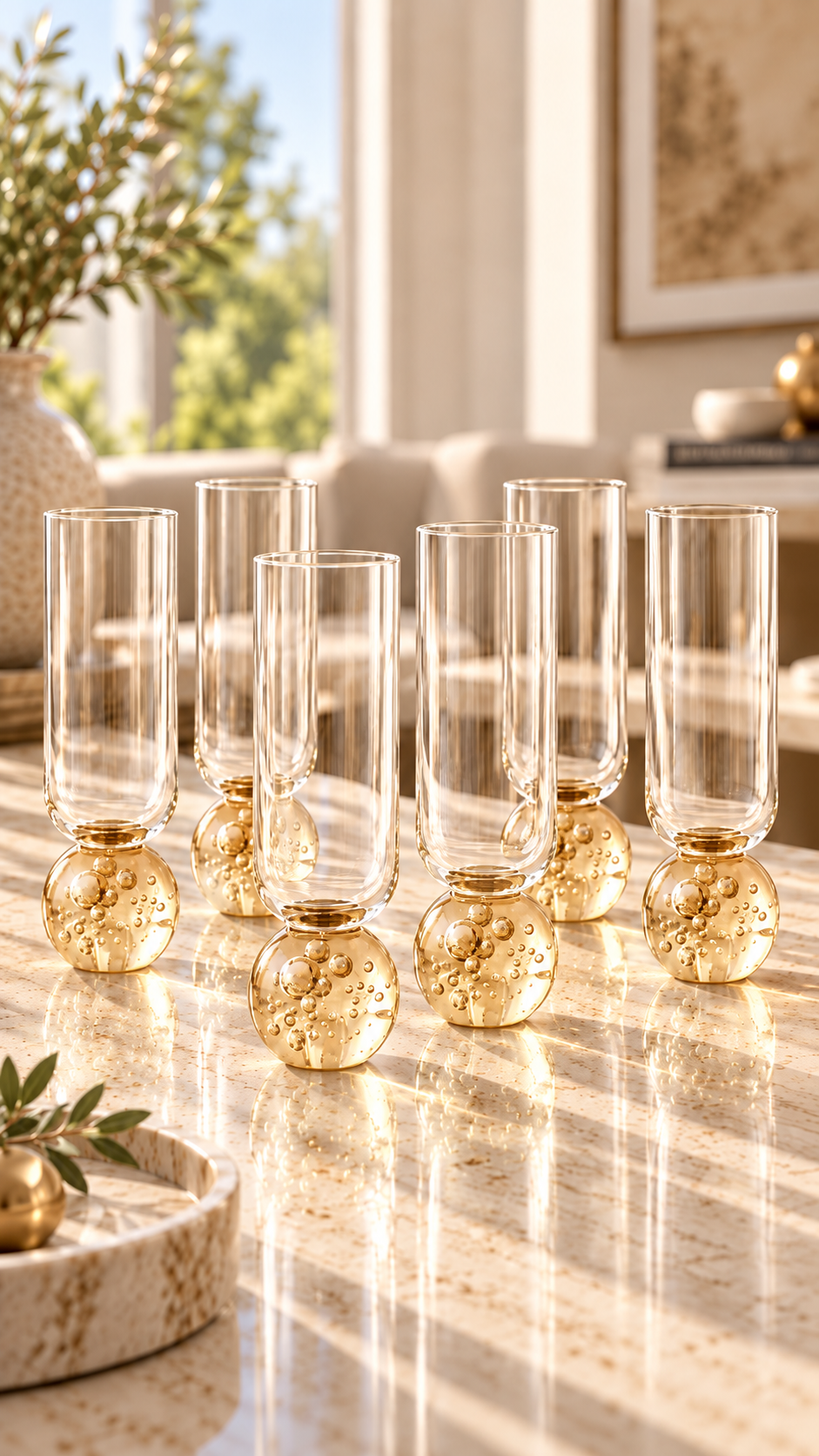 Kit 6 Taças de Champagne Bubble Sphere 300ml – Design Sofisticado em Vidro