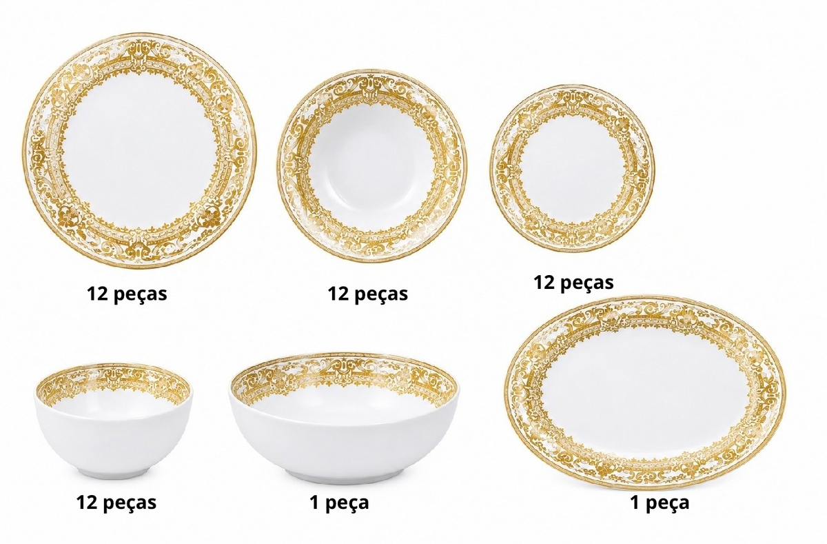 Aparelho de Jantar Versailles Gold 50 Peças